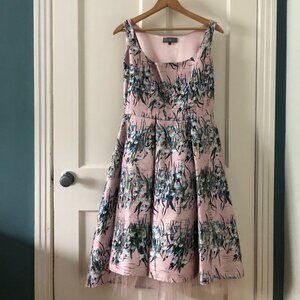 Eva Franco Anthropologie Midi Dress, pink floral, sz 8